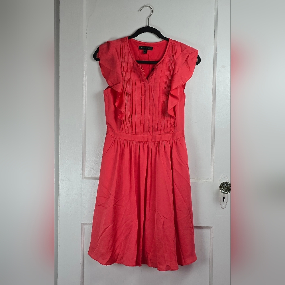 Banana Republic Bright Coral Pintucked Dress Size 2P